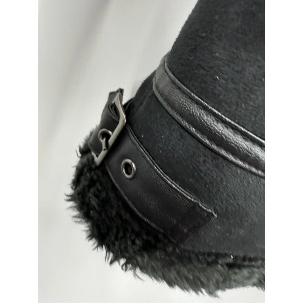 EXPRESS Black Faux Suede‎ Fur Lined Moto Jacket Womens Size Large